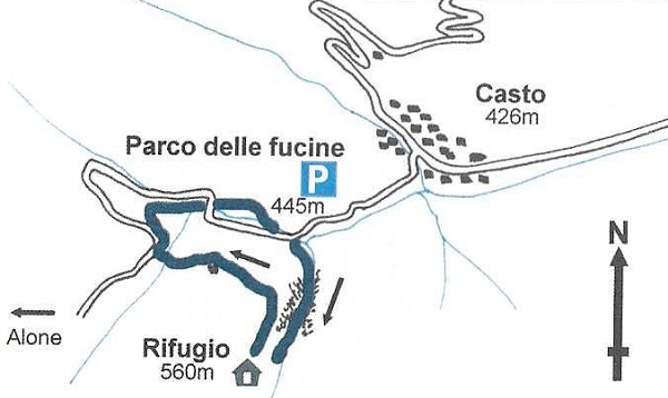 Parco delle Fucine di Casto Mappa Cartina